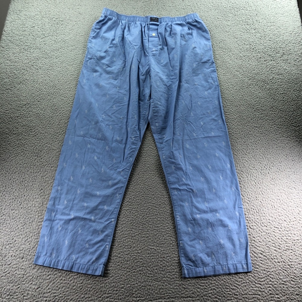 Polo Ralph Lauren Pajama Pants Men Extra Large Blue All Over Print AOP Pony - Picture 2 of 12